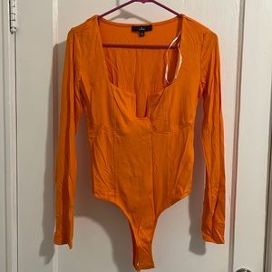 Orange ribbed bodysuit